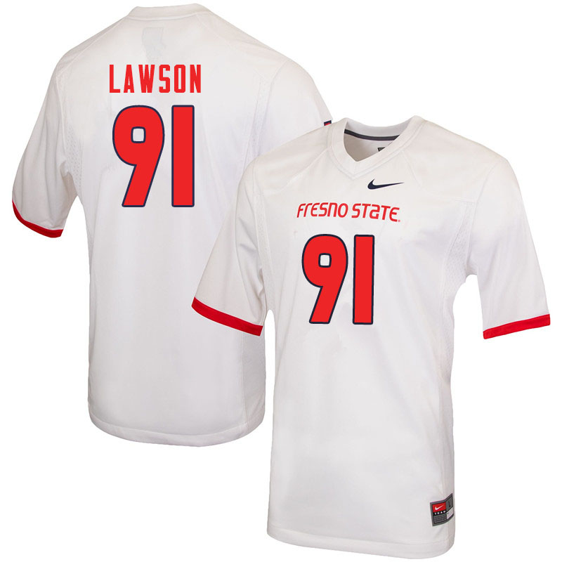 Men #91 Matt Lawson Fresno State Bulldogs College Football Jerseys Sale-White